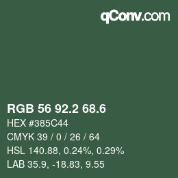カラーコード: RGB 56 92.2 68.6 | qconv.com
