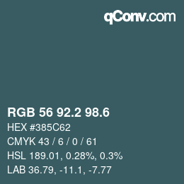 カラーコード: RGB 56 92.2 98.6 | qconv.com