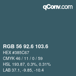 カラーコード: RGB 56 92.6 103.6 | qconv.com