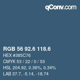カラーコード: RGB 56 92.6 118.6 | qconv.com