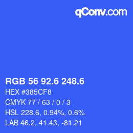 カラーコード: RGB 56 92.6 248.6 | qconv.com