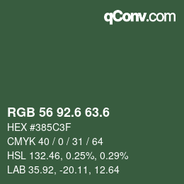 カラーコード: RGB 56 92.6 63.6 | qconv.com