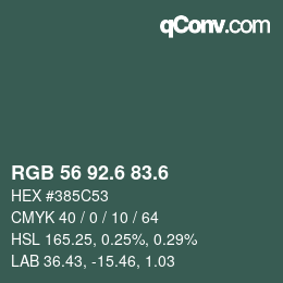 カラーコード: RGB 56 92.6 83.6 | qconv.com