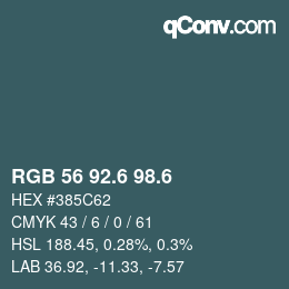 カラーコード: RGB 56 92.6 98.6 | qconv.com