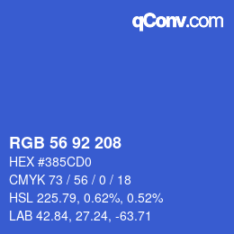 カラーコード: RGB 56 92 208 | qconv.com