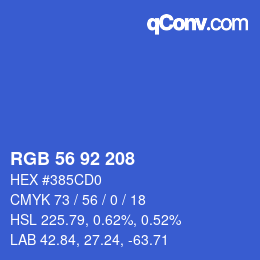 カラーコード: RGB 56 92 208 | qconv.com