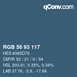 Farbcode: RGB 56 93 117 | qconv.com
