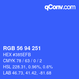 Color code: RGB 56 94 251 | qconv.com