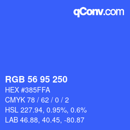 Color code: RGB 56 95 250 | qconv.com