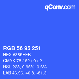 Color code: RGB 56 95 251 | qconv.com