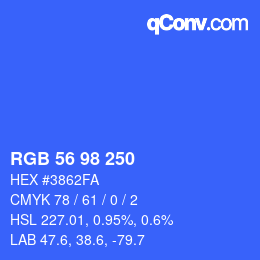 Color code: RGB 56 98 250 | qconv.com