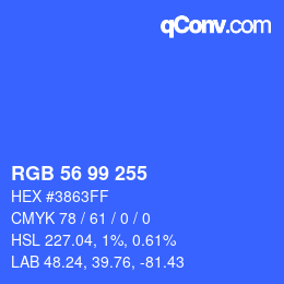 Color code: RGB 56 99 255 | qconv.com