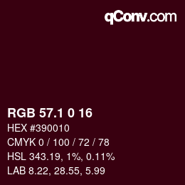 カラーコード: RGB 57.1 0 16 | qconv.com