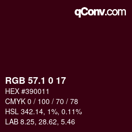 カラーコード: RGB 57.1 0 17 | qconv.com