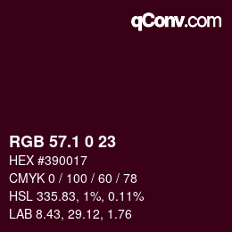 カラーコード: RGB 57.1 0 23 | qconv.com