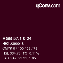 カラーコード: RGB 57.1 0 24 | qconv.com