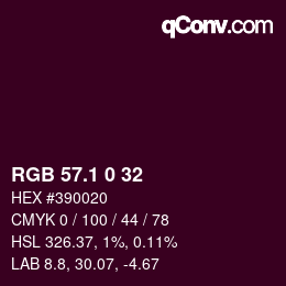 カラーコード: RGB 57.1 0 32 | qconv.com