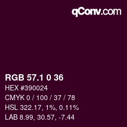 カラーコード: RGB 57.1 0 36 | qconv.com