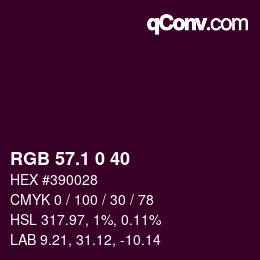 カラーコード: RGB 57.1 0 40 | qconv.com