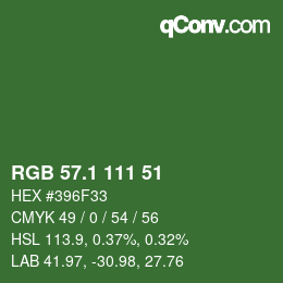 カラーコード: RGB 57.1 111 51 | qconv.com