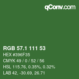 カラーコード: RGB 57.1 111 53 | qconv.com