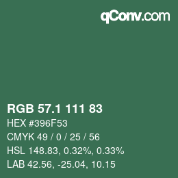 カラーコード: RGB 57.1 111 83 | qconv.com