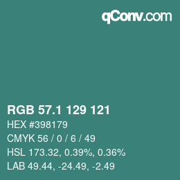 Color code: RGB 57.1 129 121 | qconv.com