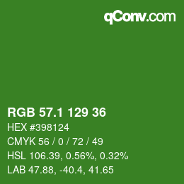 カラーコード: RGB 57.1 129 36 | qconv.com