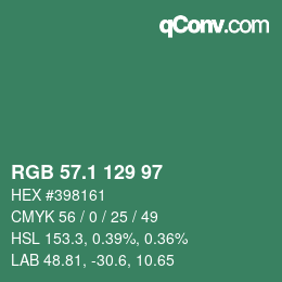 Color code: RGB 57.1 129 97 | qconv.com