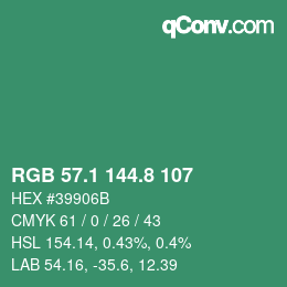 カラーコード: RGB 57.1 144.8 107 | qconv.com
