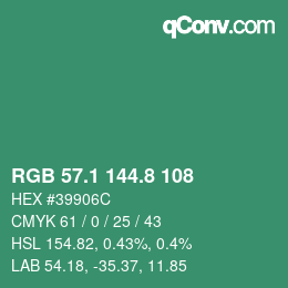 カラーコード: RGB 57.1 144.8 108 | qconv.com