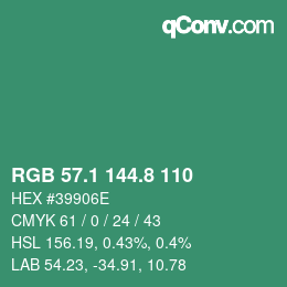 カラーコード: RGB 57.1 144.8 110 | qconv.com
