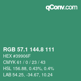 Color code: RGB 57.1 144.8 111 | qconv.com