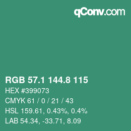 カラーコード: RGB 57.1 144.8 115 | qconv.com
