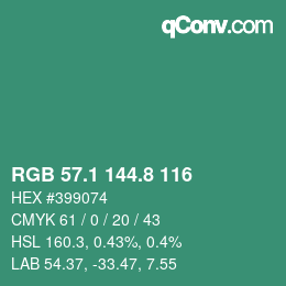 Color code: RGB 57.1 144.8 116 | qconv.com