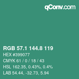 カラーコード: RGB 57.1 144.8 119 | qconv.com