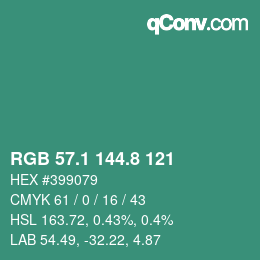 Color code: RGB 57.1 144.8 121 | qconv.com