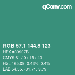 カラーコード: RGB 57.1 144.8 123 | qconv.com