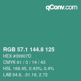 Color code: RGB 57.1 144.8 125 | qconv.com