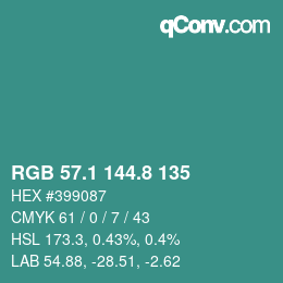 Color code: RGB 57.1 144.8 135 | qconv.com