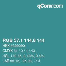 Color code: RGB 57.1 144.8 144 | qconv.com