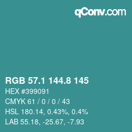 Color code: RGB 57.1 144.8 145 | qconv.com