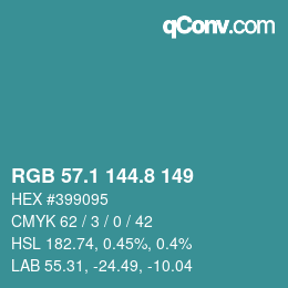 Color code: RGB 57.1 144.8 149 | qconv.com