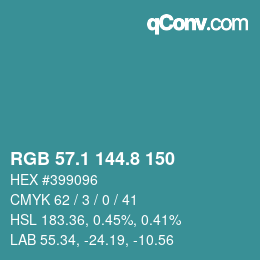 Farbcode: RGB 57.1 144.8 150 | qconv.com