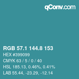 カラーコード: RGB 57.1 144.8 153 | qconv.com