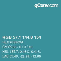 Color code: RGB 57.1 144.8 154 | qconv.com