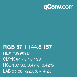カラーコード: RGB 57.1 144.8 157 | qconv.com