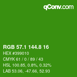 カラーコード: RGB 57.1 144.8 16 | qconv.com