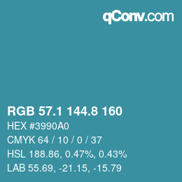 Color code: RGB 57.1 144.8 160 | qconv.com