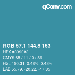 Color code: RGB 57.1 144.8 163 | qconv.com
